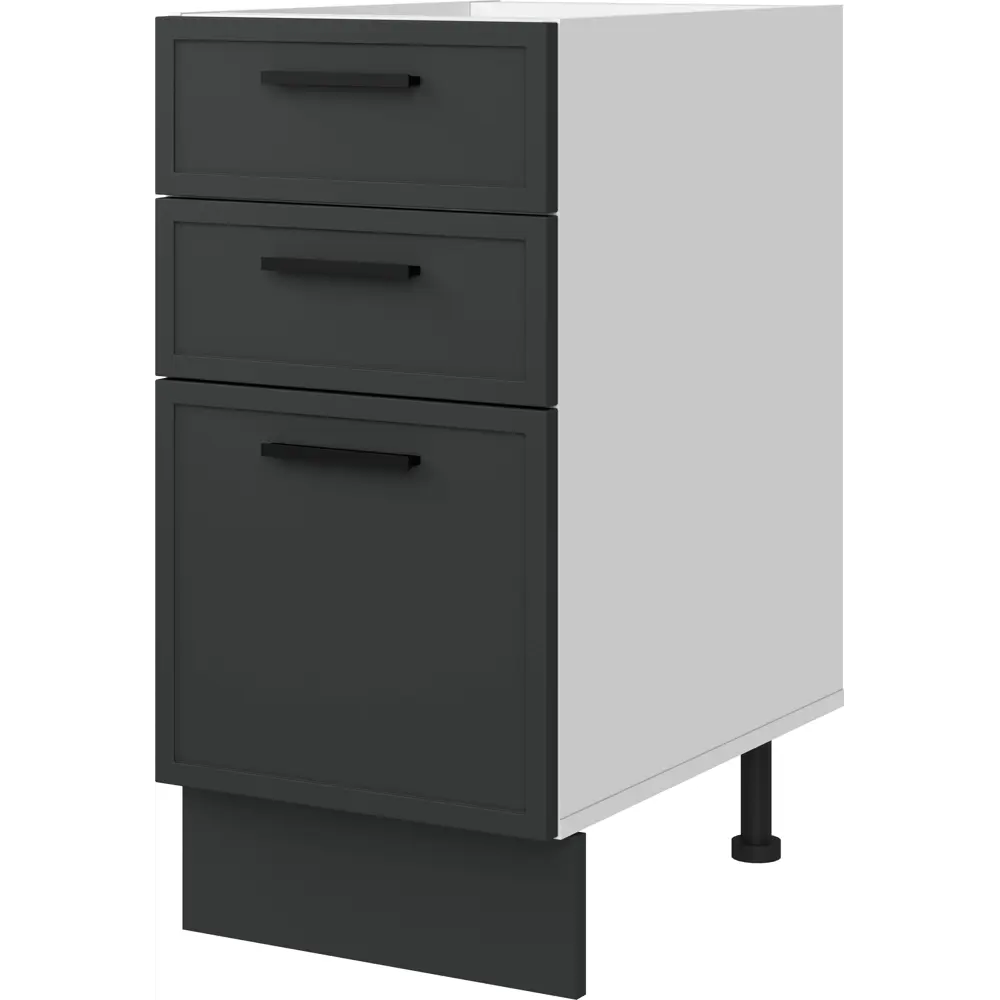 Кухонный шкаф напольный с 3 ящиками Неро 40x82.5x58 см МДФ цвет графит DELINIA STLM-2110122 - Вид №1