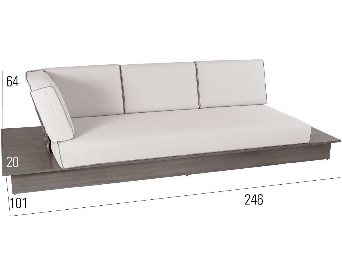 72.00.0704 La Villa Lounge 3-местный серый камень, включая обивку Mbm  - Вид №2