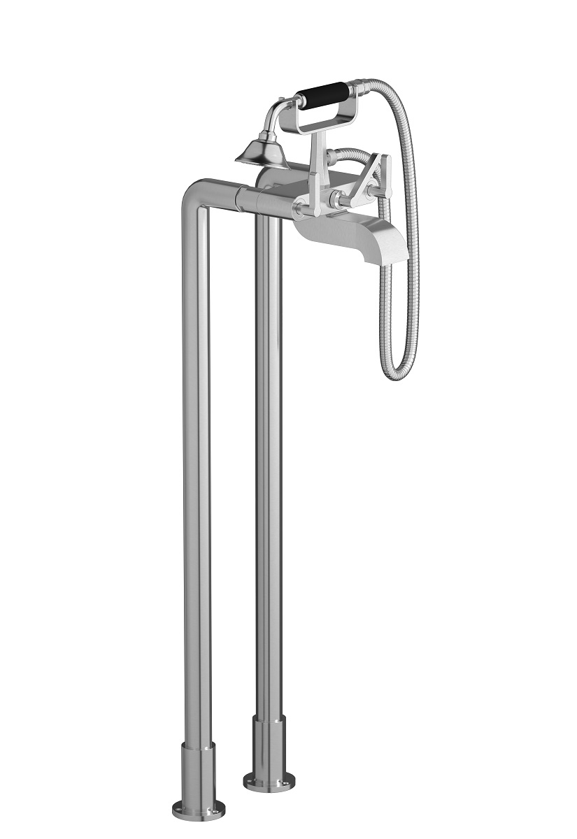 Напольный смеситель для ванны с 2 колоннами и душевым гарнитуром. WE ARE IB bl700ss Brushed Nickel Belmondo 