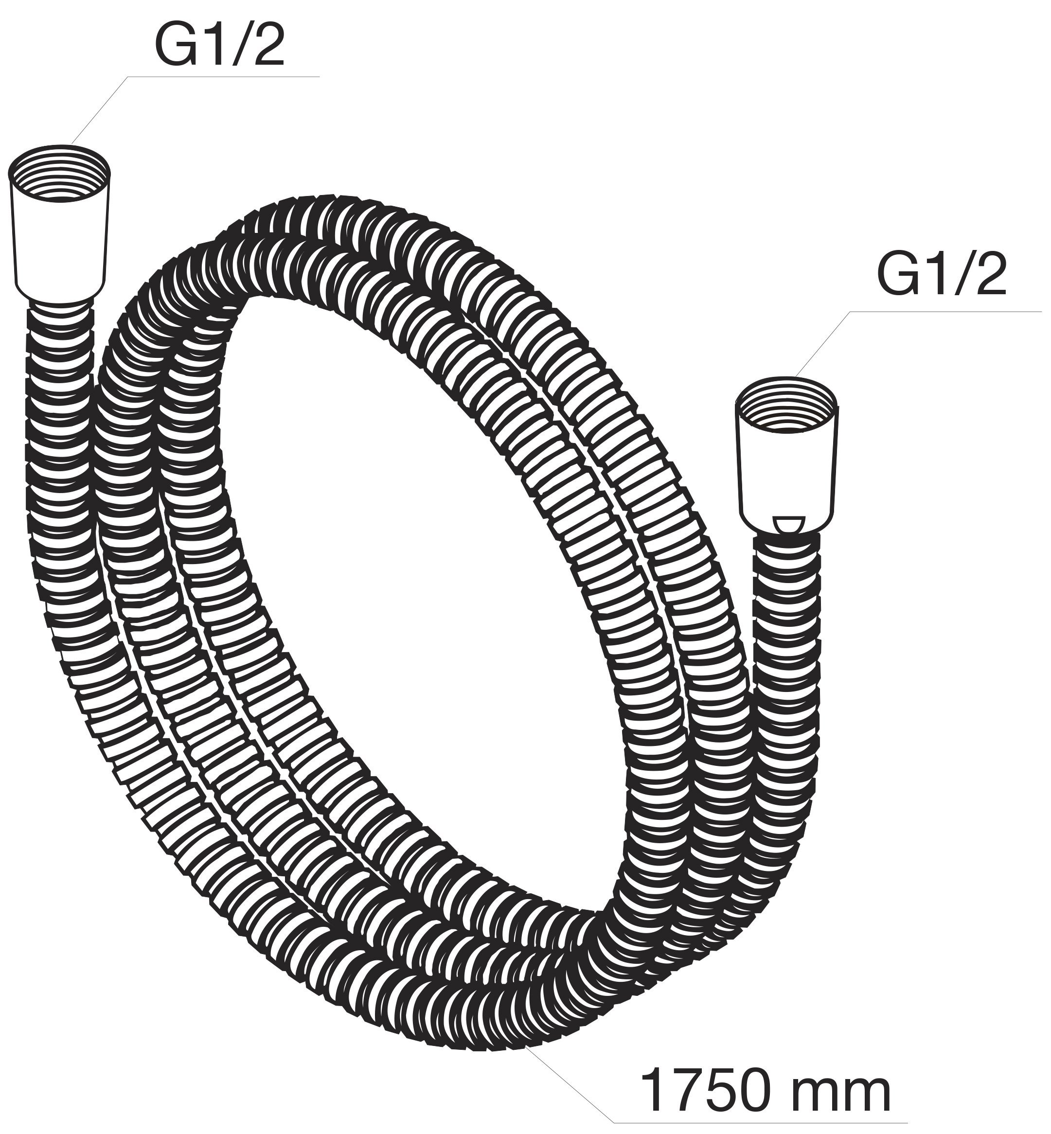 760400264 Душ.шланг 1750 мм шт Damixa  - Вид №1