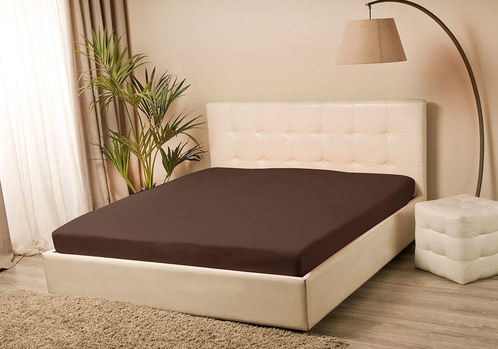 93836675 Простыня KPM-90/шоколад, 90х200 см, трикотаж Violett STLM-0584243 KUPU-KUPU