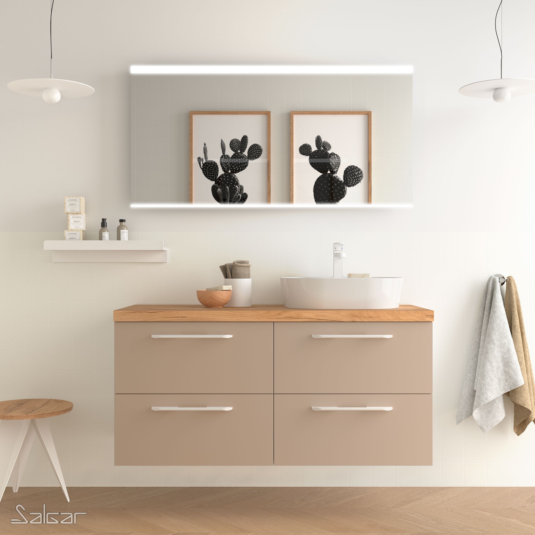 81702 SALGAR Мебель для умывальника FUSSION CHROME 600 MACCHIATTO с 2 ящиками 598 x 540 x 450 мм Макиато - Вид №1