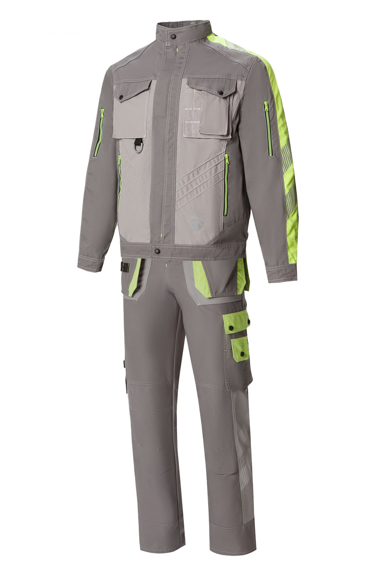 68817 Костюм "Прогресс" темно-серый светло-серый с лимонным  Летняя спецодежда  размер 52-54/170-176 