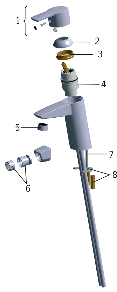 Oras 2801 Высокий смеситель 2801 Cubista Хром  - Вид №6
