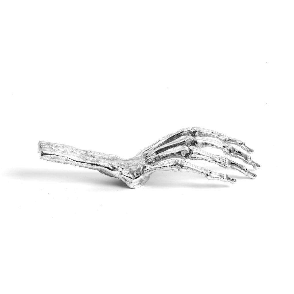 Статуэтка декоративная алюминиевая 9,5х24 см серебряная Wunderkammer Skeleton Hand SELETTI  00-3883240 Серебро  - Вид №6