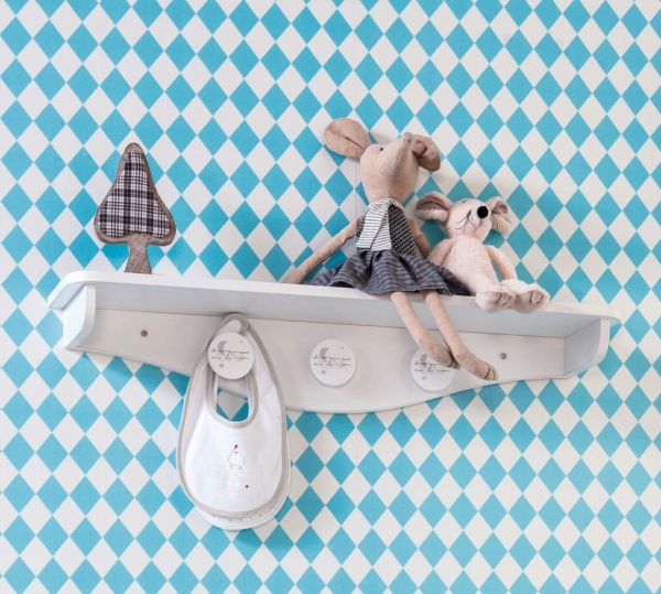 Полка с крючками белая детская Baby Cotton CILEK BABY COTTON 00-3832484 Белый Santreyd  - Вид №2