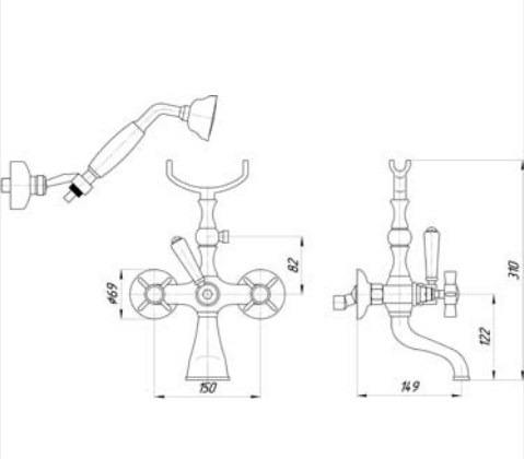 Смеситель MIGLIORE Princeton ML.PRN-802.BR для ванны/душа - бронза  - Вид №1