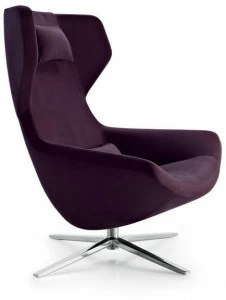 B&B Italia Вращающееся кресло из ткани с 4 спицами и высокой спинкой Metropolitan