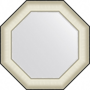 BY 7439 Зеркало в багетной раме - белая кожа с хромом 78 mm EVOFORM Octagon