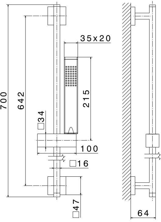 newform Смеситель для душа, однорычажный, на 2 отверстия, с ручным душем X-sense 62555+62556 - Вид №2