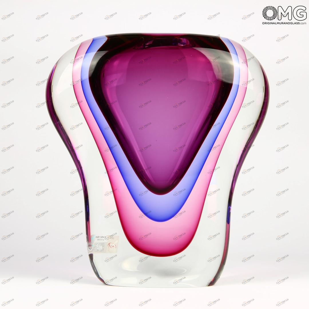 2667 ORIGINALMURANOGLASS Ваза Пурпурная кобра - соммерсо - Original Murano Glass OMG  см 