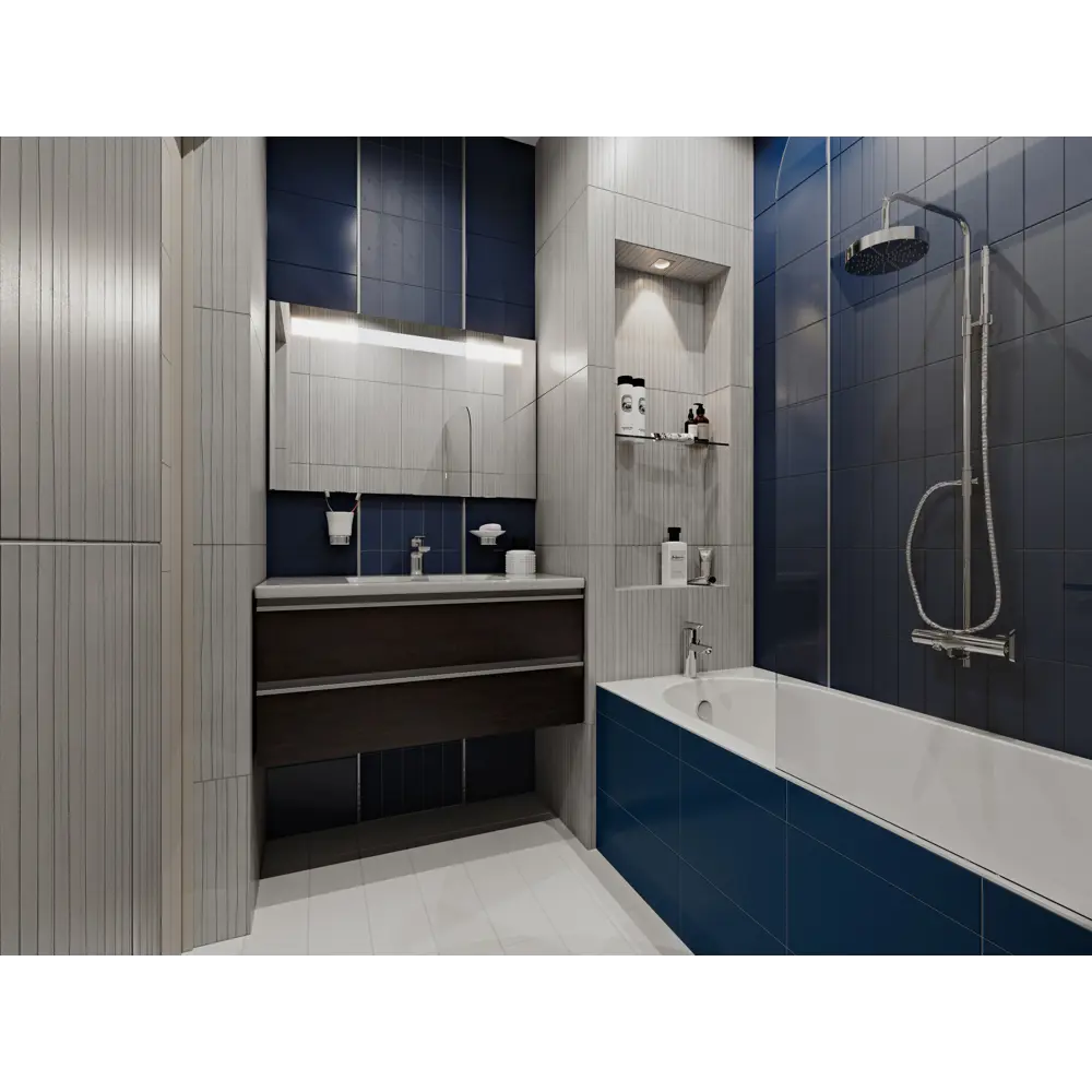 Керамогранит Teo 25x7.5 см 0.79 м2 цвет синий глянцевый BELANI STLM-2098751 - Вид №4