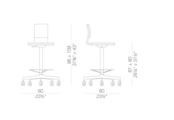 Регулируемый по высоте офисный стул из ткани со спинкой Lapalma ARCH-00135297 - Вид №11