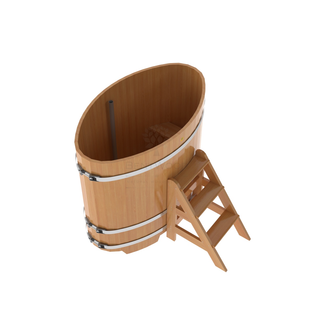 1153 Купель овальная из лиственницы 0,80х1,42х1,2 натуральная премиум Alyarus  - Вид №1