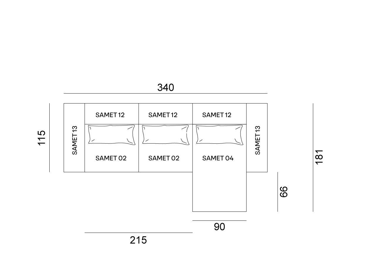4-местный угловой диван из ткани Gervasoni Samet High ARCH-00063508 - Вид №3