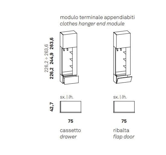 Шкаф с поворотным зеркалом и вешалкой для одежды Caccaro Roomy ARCH-00061512 - Вид №7