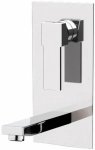 Remer Rubinetterie Смеситель для умывальника настенный, металлический, однорычажный, с тарелкой Qubika Q14