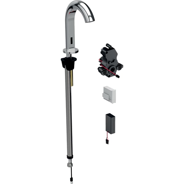 116.184.21.1 Смеситель для раковины Geberit Piave, вертикальный монтаж, питание от батарей, с функциональным блоком для скрытого монтажа Geberit 