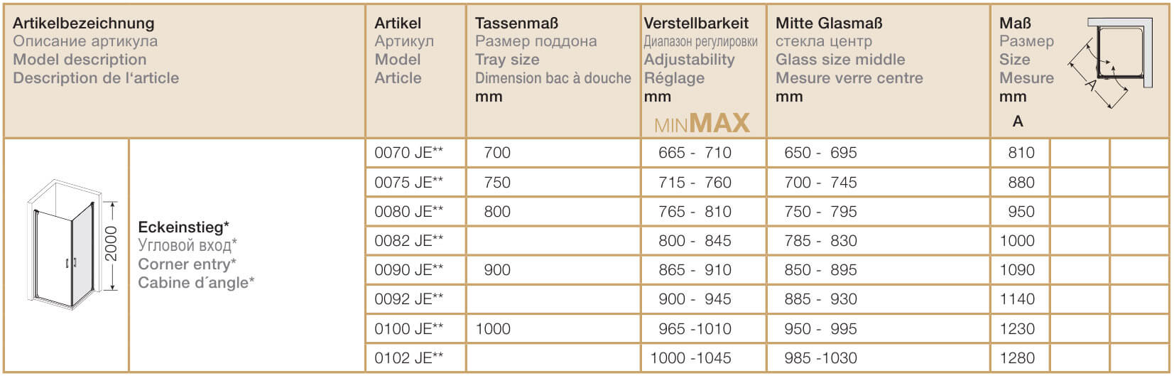 Распашная дверь для душевого уголка Provex Jolly JE 0070 JE 05 GL блестящий а 0070JE05GL - Вид №4