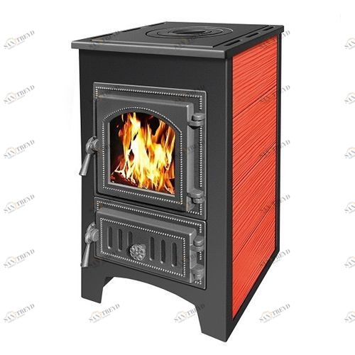 Печь-камин Везувий ПК-01 (270) с плитой (красный) 3840