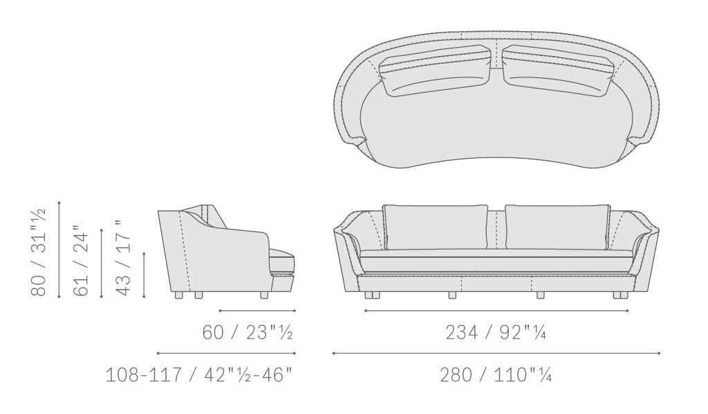 3-местный диван из ткани и кожи Poltrona Frau коллекция - диваны и кресла ARCH-00092770 - Вид №4