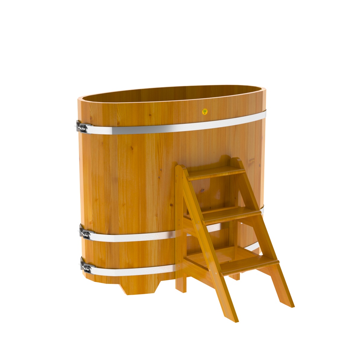 2253 Купель овальная из лиственницы Рустик 0,69х1,31х1,2 натуральная Alyarus  - Вид №1