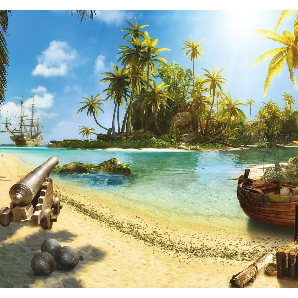 Фотообои 3D Flizart «Остров сокровищ», флизелиновые, 300x280 см FBRUSH STLM-2010172