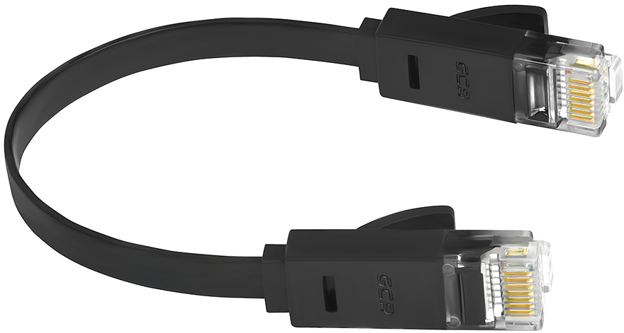 GCR-LNC616-3.0m патч-корд prof плоский прямой 3.0m, utp медь кат.6, черный, позолоченные контакты, 30 awg, ethernet high speed 10 гбит/с, rj45, t568b Greenconnect Santreyd  - Вид №3