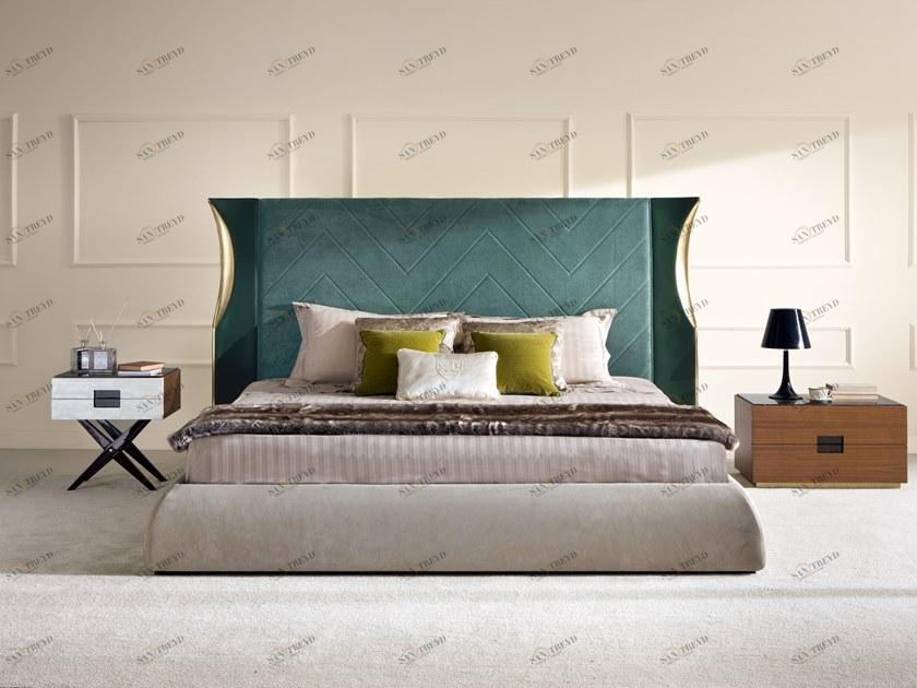 Rozzoni Двуспальная кровать с мягким изголовьем Ambra sun-id-1510607