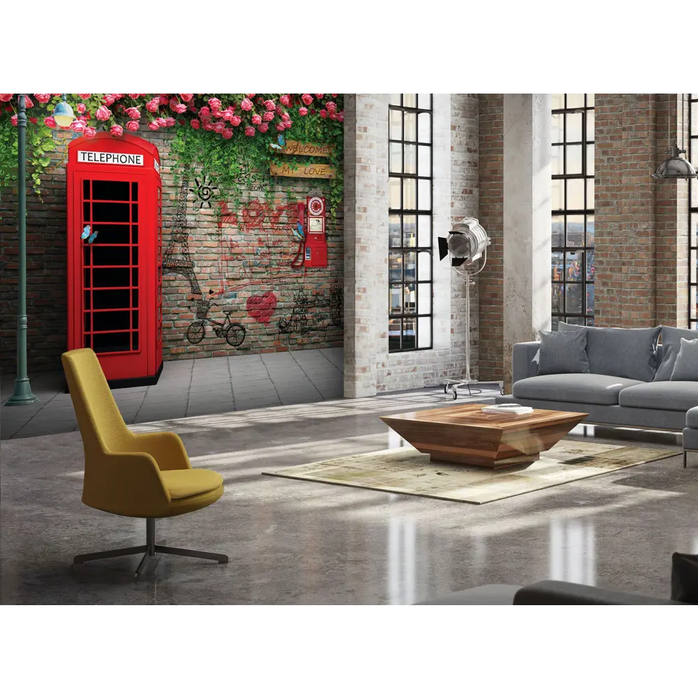 Фотообои «Телефонная будка» 3D флизелиновые 300х270 см L12-976 FBRUSH 3D FLIZART STLM-2013967 - Вид №1