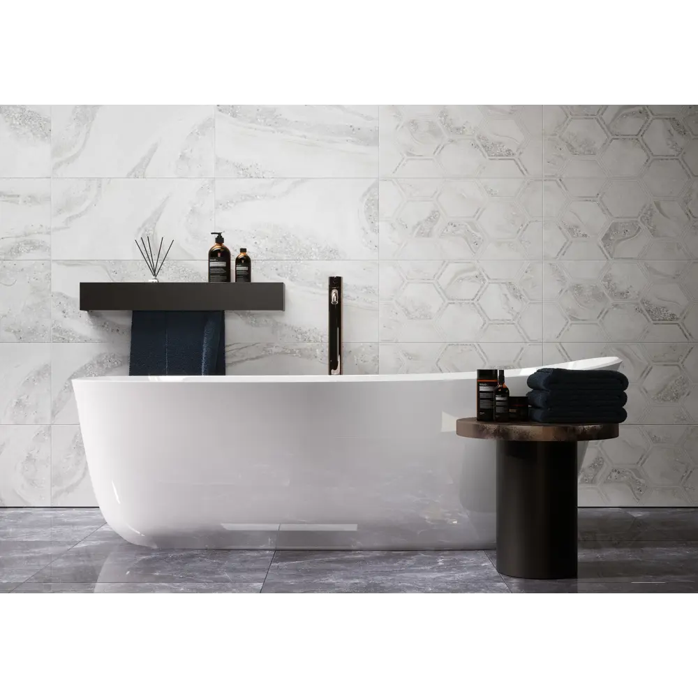 Плитка настенная Golden Tile Fusion Hexagon 30х60 см 1.44 м² цвет серый 84172738 STLM-2076874 - Вид №1