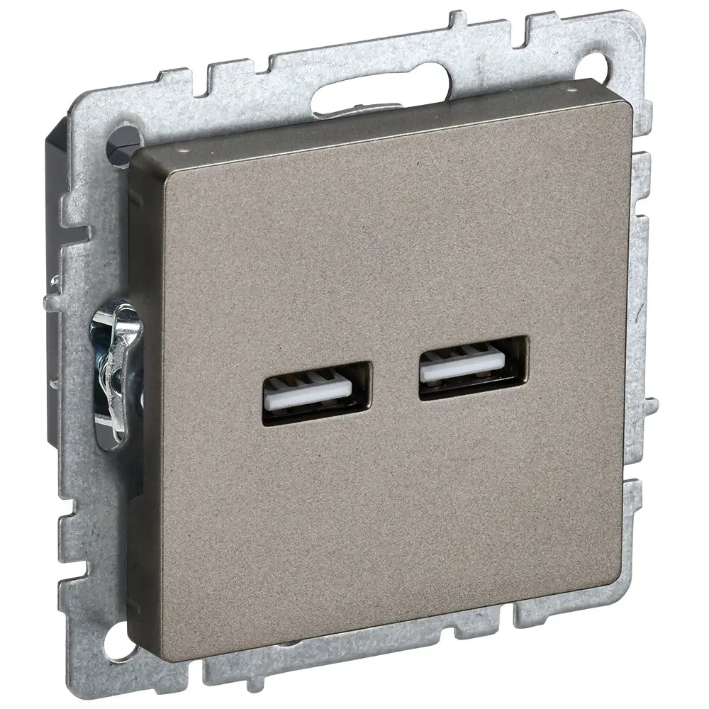 Розетка USB встраиваемая IEK Brite РЮ10-1-БрШ цвет шампань 87761642 STLM-2184124