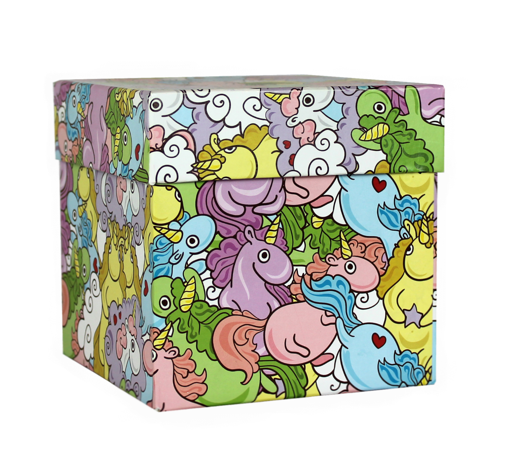 510544 Коробка подарочная "Цветные единороги", 13 х 13 х 13 см Santreyd 