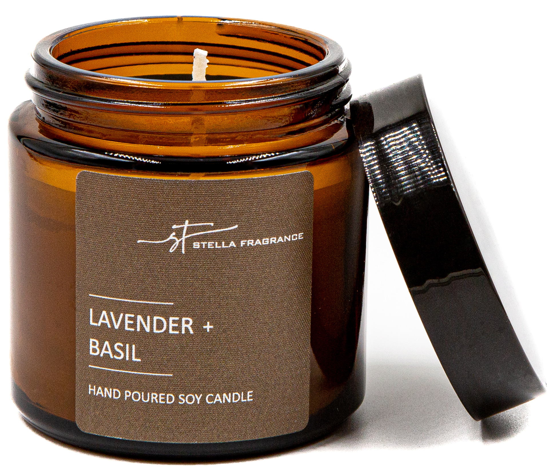 89090949 Свеча ароматизированная в стеклянной банке Lavender Basil коричневая 90 г STLM-0078271 STELLA FRAGRANCE 