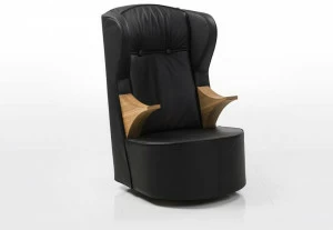 brühl Поворотное кожаное кресло с подлокотниками с высокой спинкой Poem