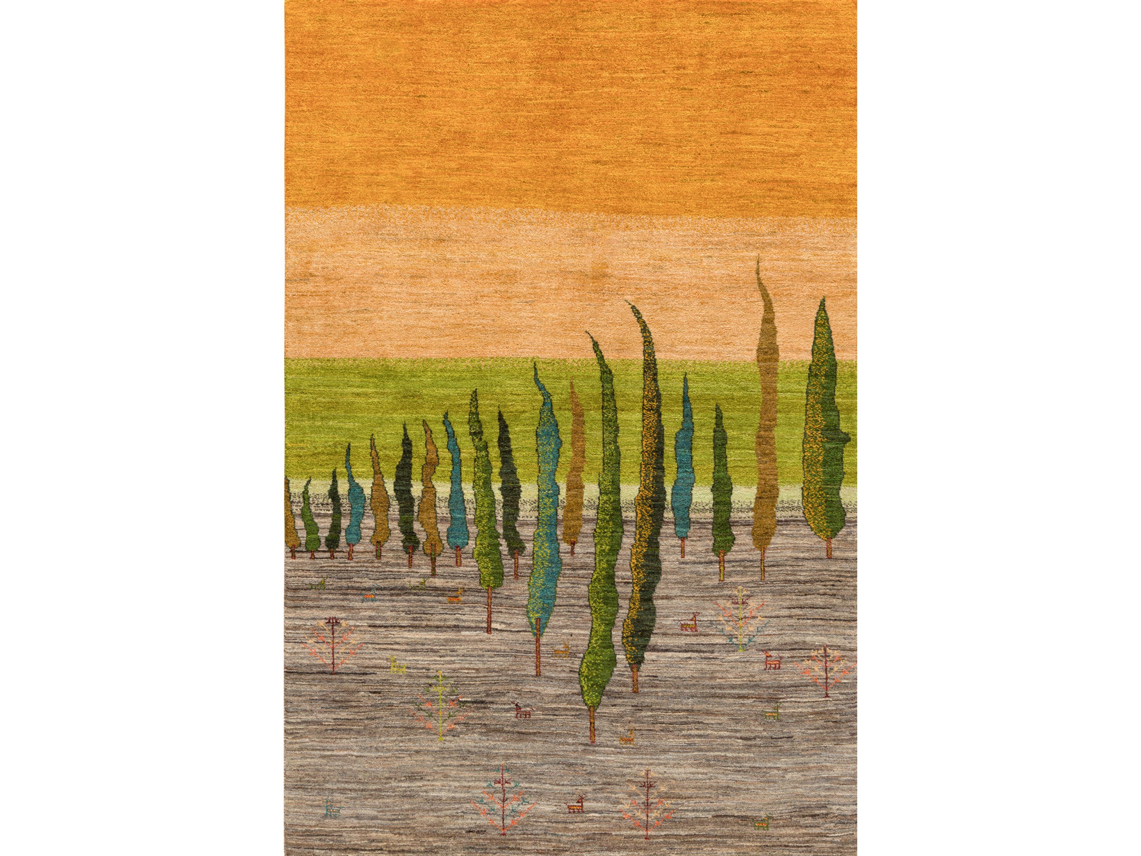 Прямоугольный шерстяной ковер Zollanvari Бродячие звери - Флора и фауна Габбе ARCH-00070028 - Вид №1