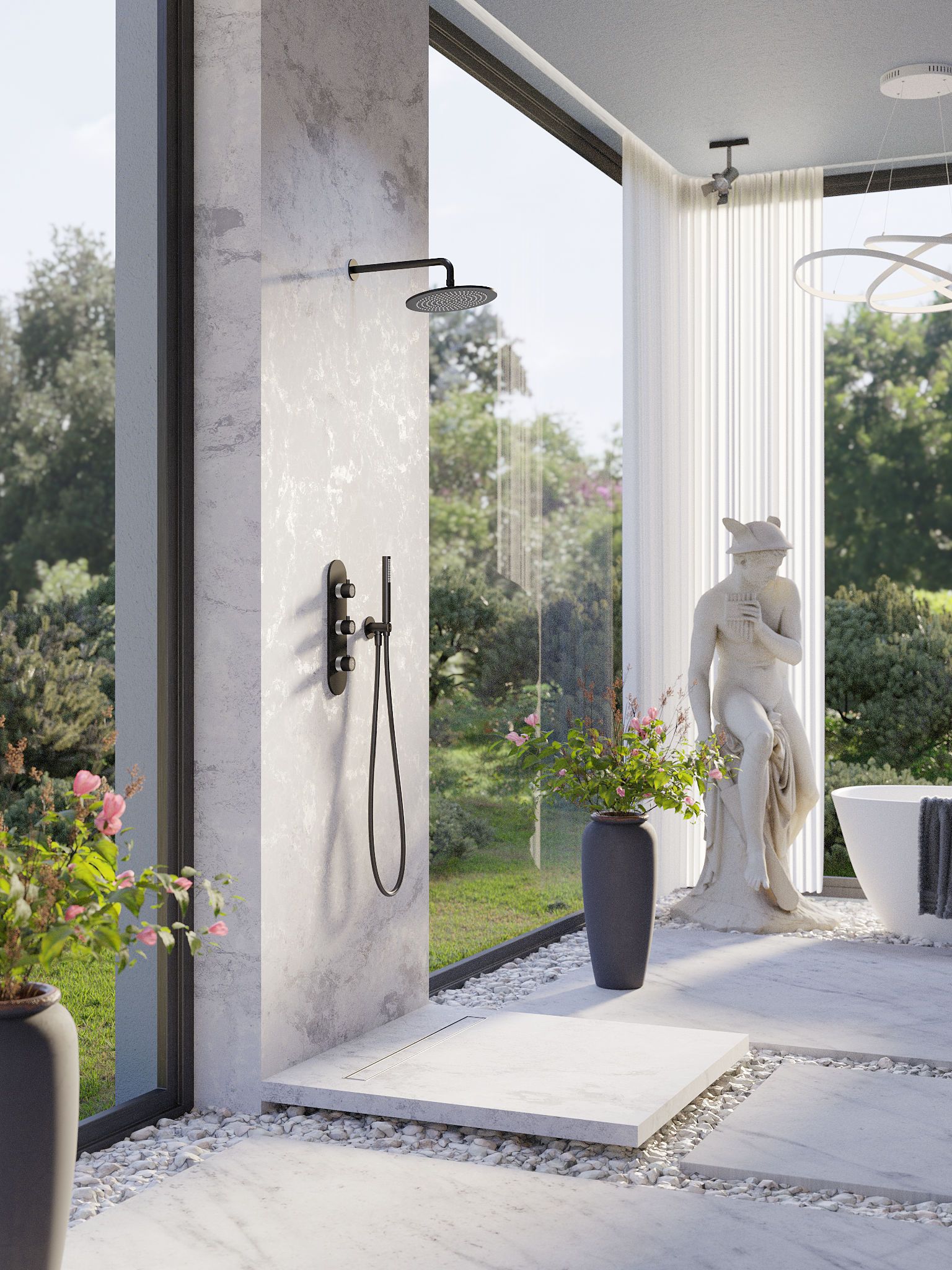 Хромированный латунный смеситель для душа с пластиной Graff Cameo ARCH-00075050 - Вид №1