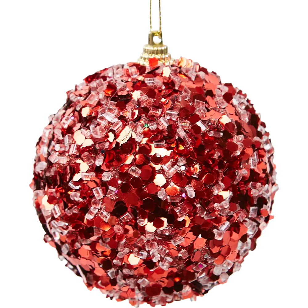 87036394 Елочное украшение Шар с красными блестками Christmas ø8 см цвет красный STLM-1491116 Santreyd  - Вид №1