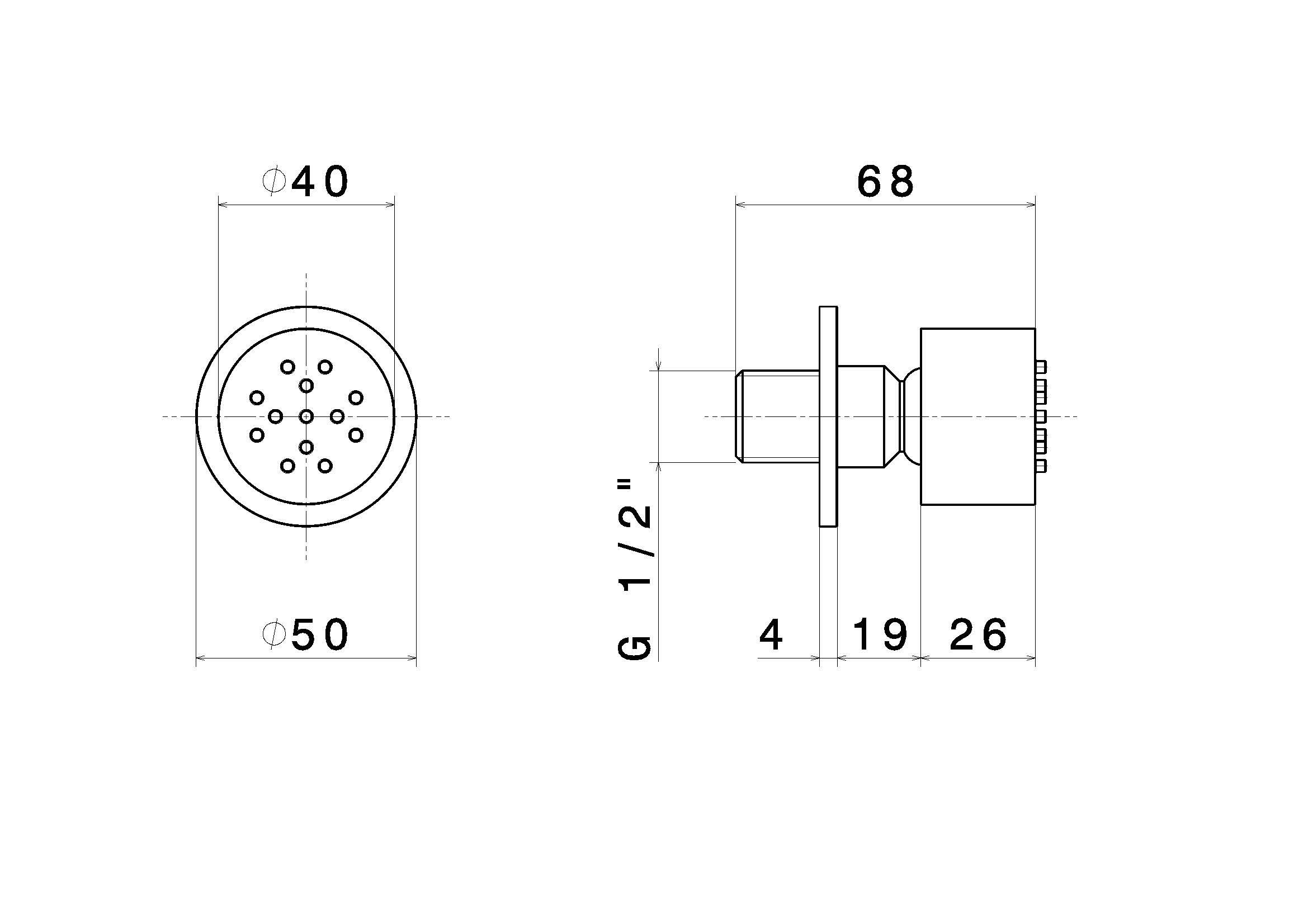 Регулируемая латунная боковая насадка для душа с фиксированной струей Newform боковые форсунки ARCH-00101905 - Вид №1