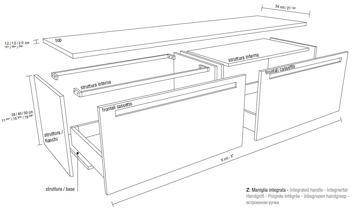 RIFRA Лаковая тумба под умывальник с ящиками Zero bagno sun-id-1421883 - Вид №8