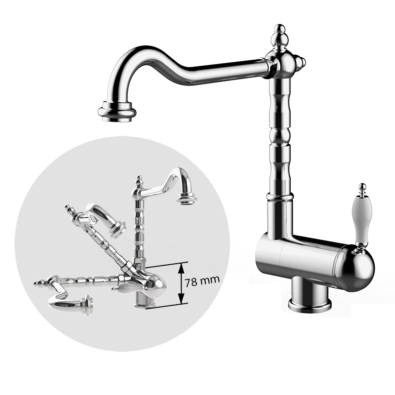 535190 BASIC/PREMIUM Складной ретро Носик 1866 Смеситель для раковины Хром GRB MIXERS 