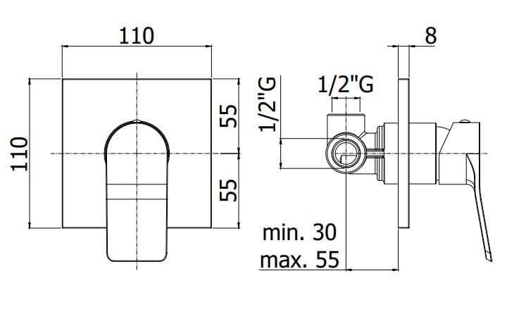 Однорычажный встраиваемый смеситель для душа RUBINETTERIA PAFFONI Tilt ARCH-00042490 - Вид №2