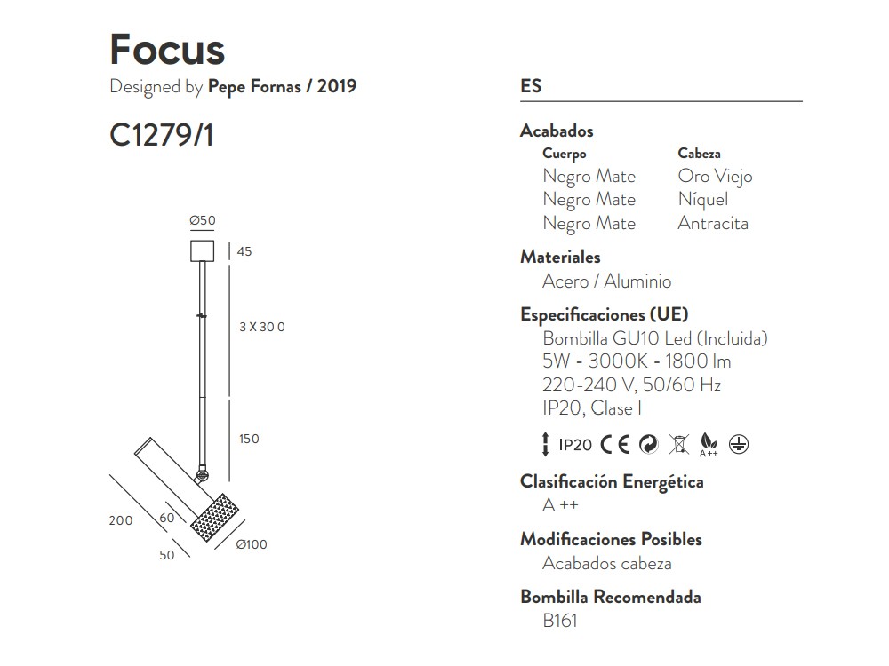 085278 Подвесной светильник 1L черный - золотой Aromas del Campo Focus - Вид №2