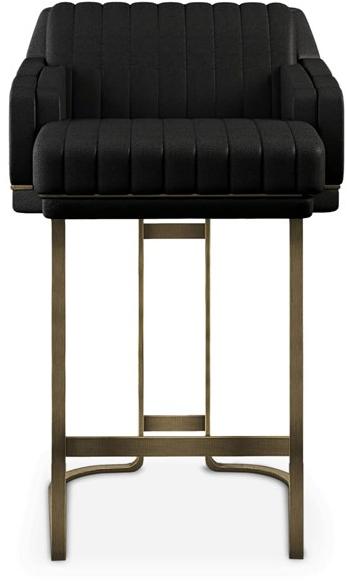 Porustudio Высокий стул из кожи с латунным основанием sun-id-1458219 - Вид №1