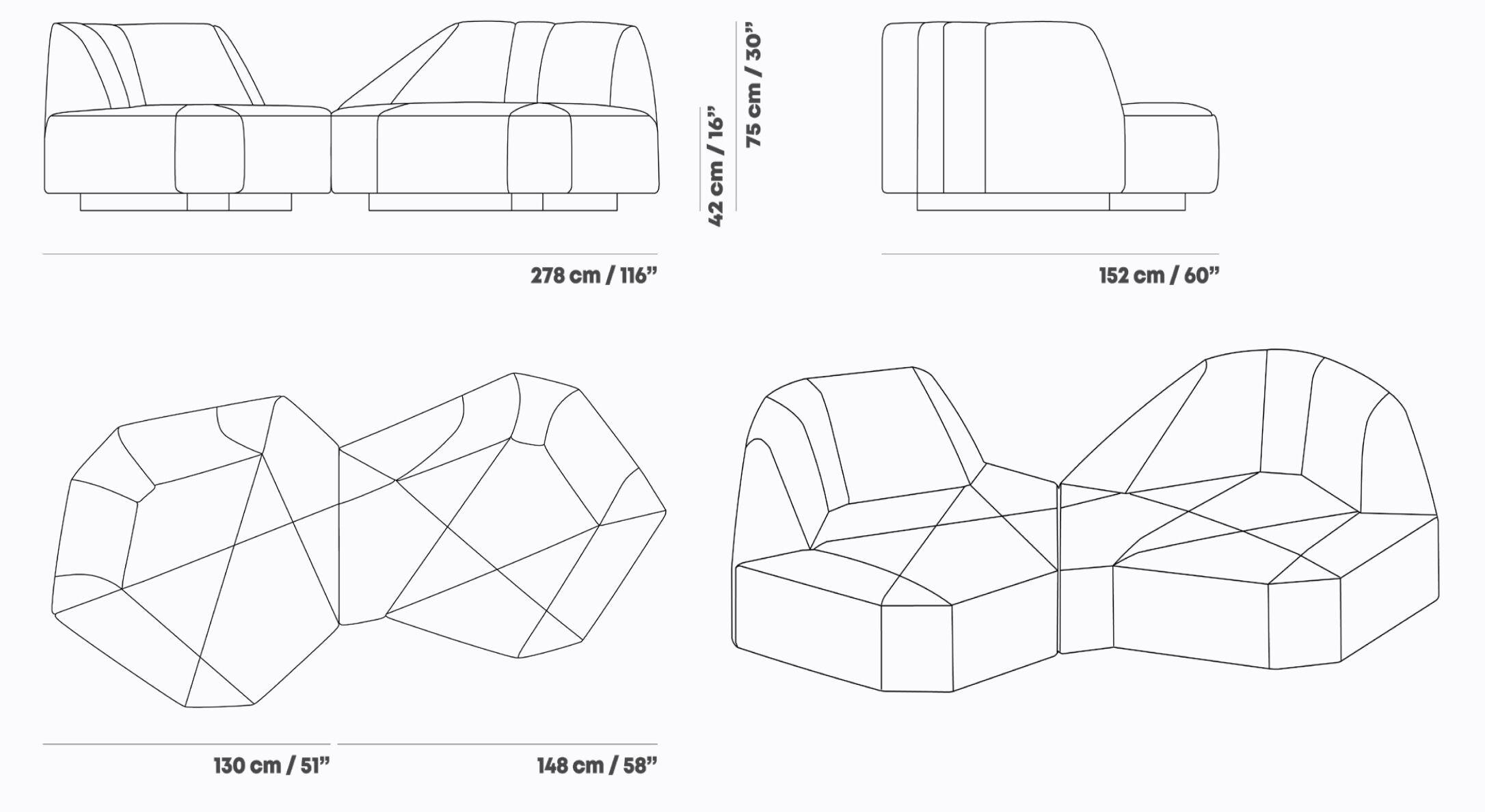 4-местный тканевый диван FID Paris Crystal ARCH-00054713 - Вид №20