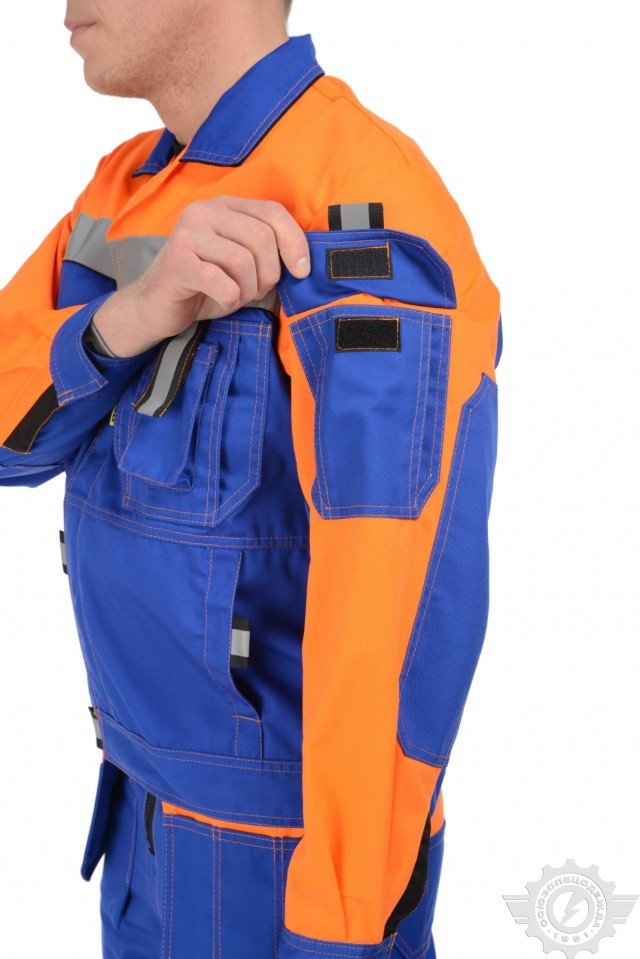 61855 Костюм "Профессионал-2" с СВП василек-оранжевый-черный  Летняя спецодежда  размер 52-54/170-176  - Вид №14