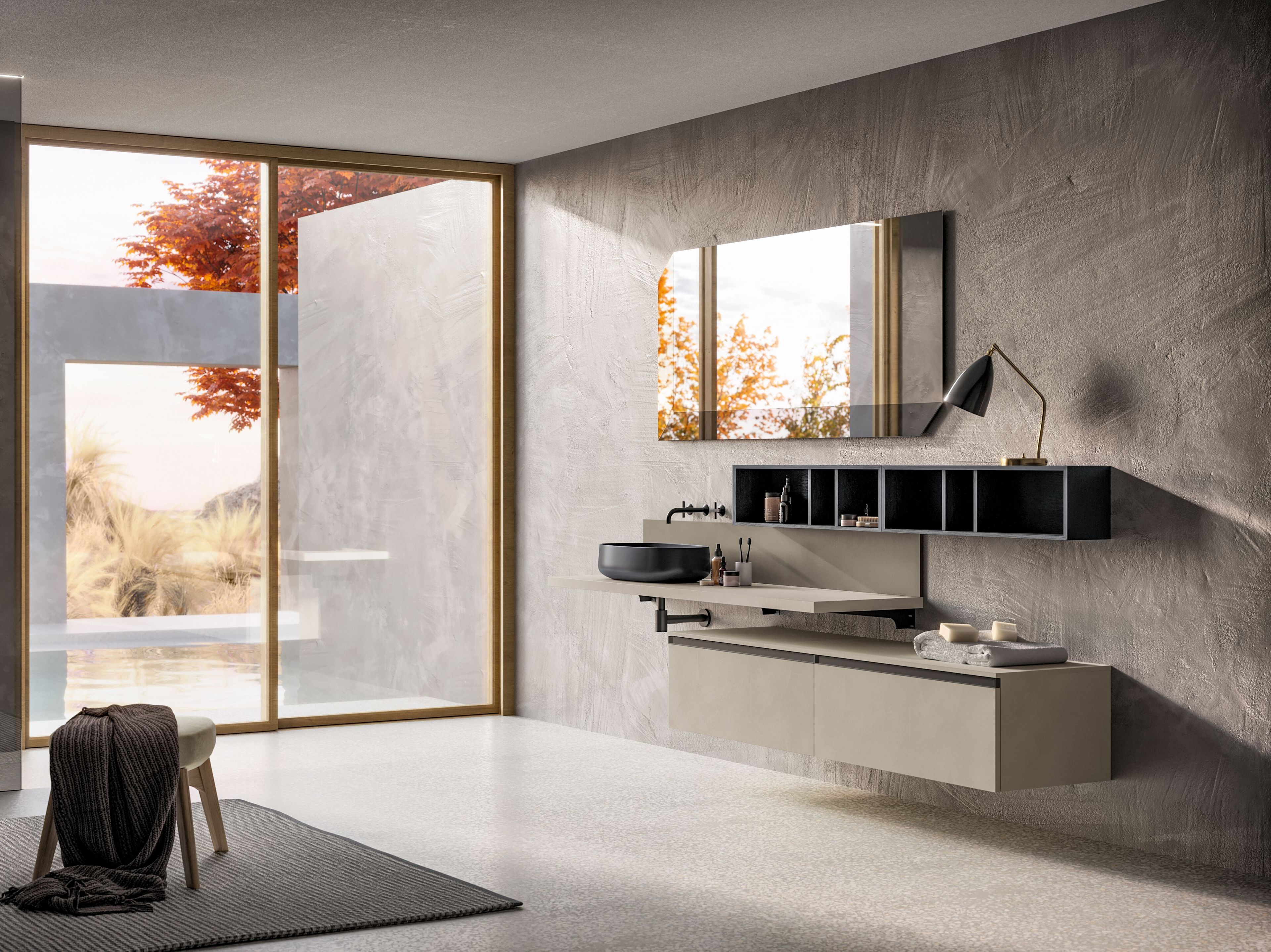 Подвесной туалетный столик с выдвижными ящиками и зеркалом Birex Deep ARCH-00151668