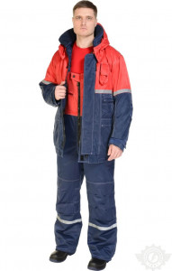 64906 Костюм "Таёжник" зимний темно-синий-красный с СВП  Зимняя спецодежда  размер 60-62/182-188