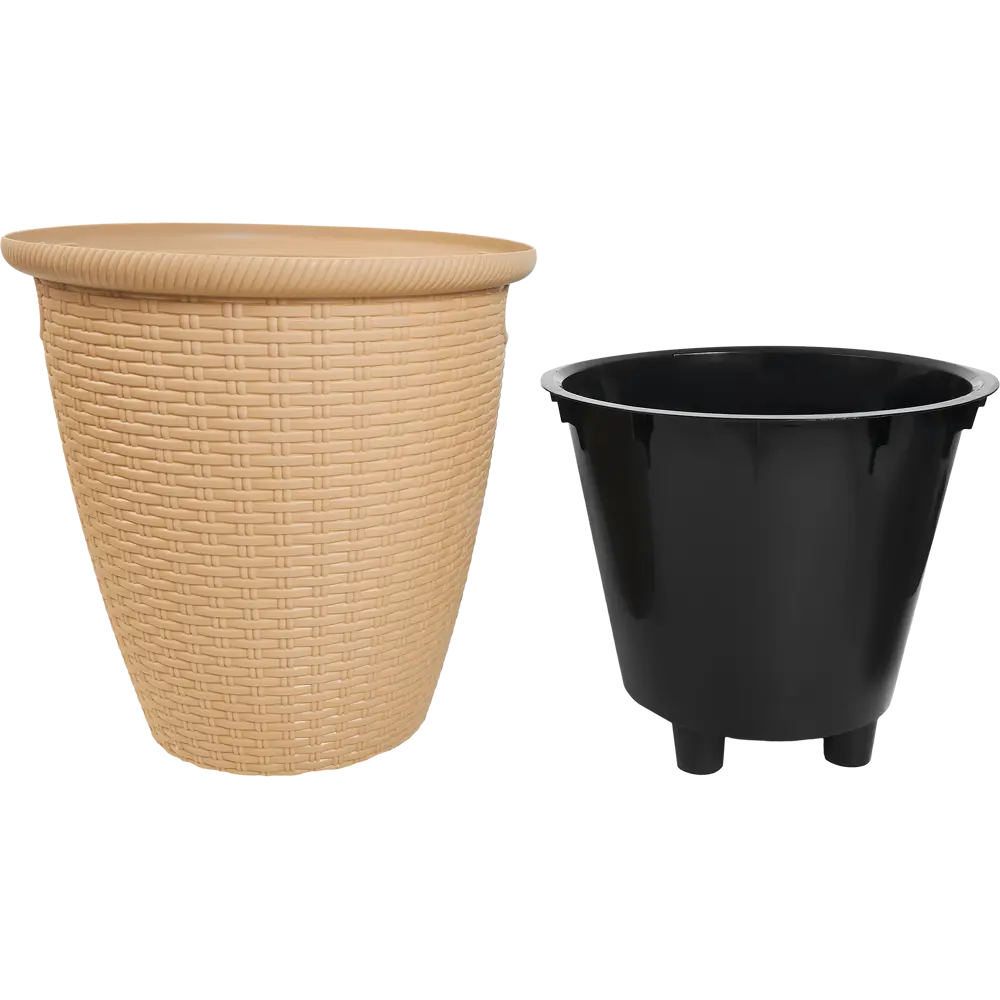 Кашпо для цветов Ingreen Rattan ø32.8 см v20 л пластик бежевый STLM-2098716 - Вид №1