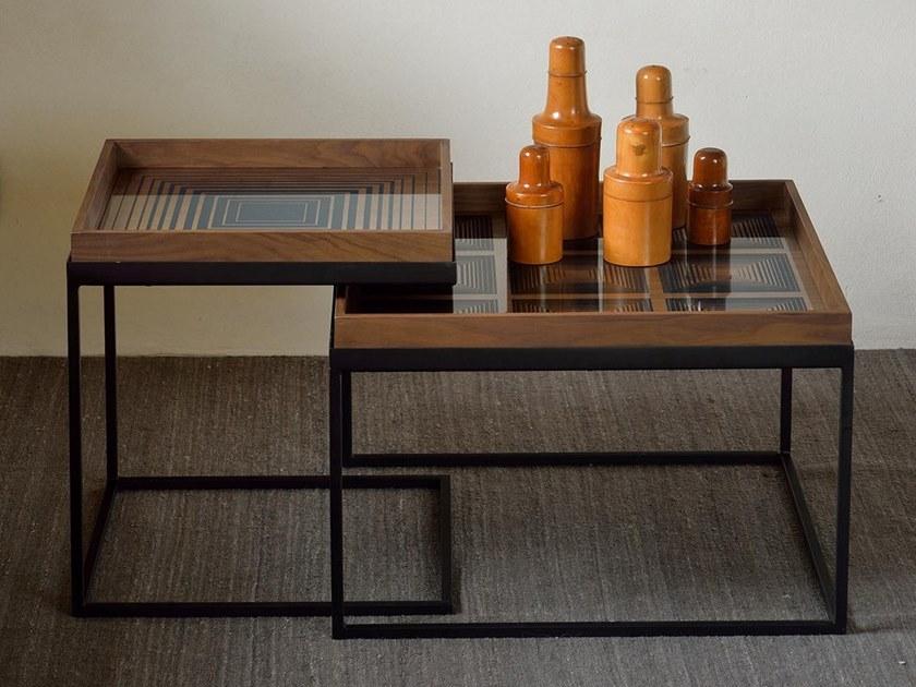 Ethnicraft Квадратный поднос из дерева и стекла Linear flow 20919 - Вид №2